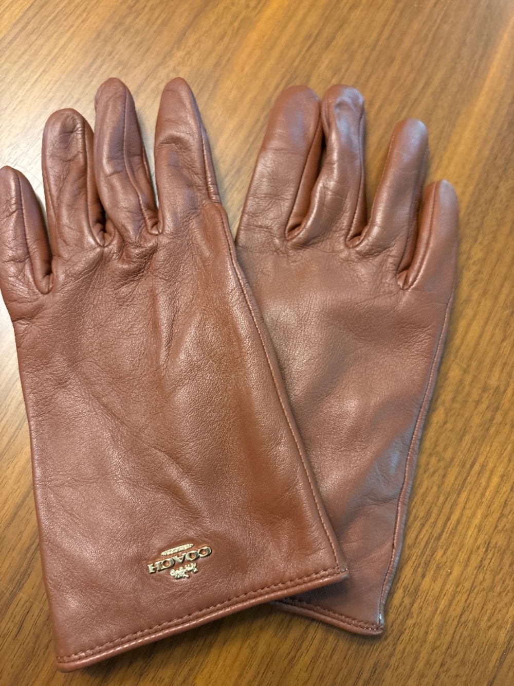 Coach Women's Tech Gloves Leather with Wool Lining, Brown Cb434 Sad 7.5
